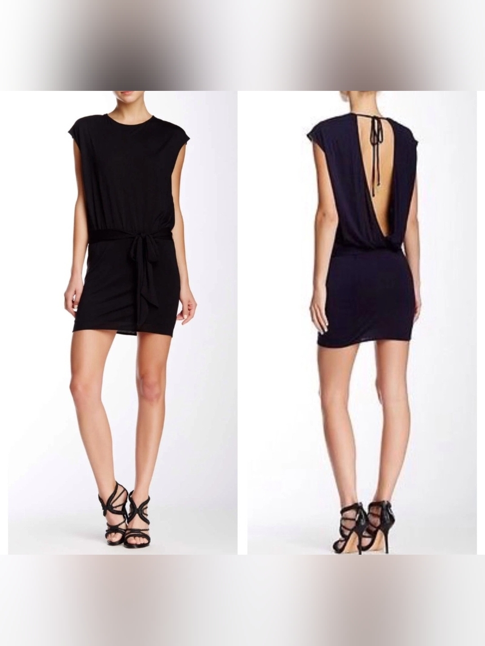 Black Open-Back Tie-Waist Mini Dress Size M ( New With Tag )
